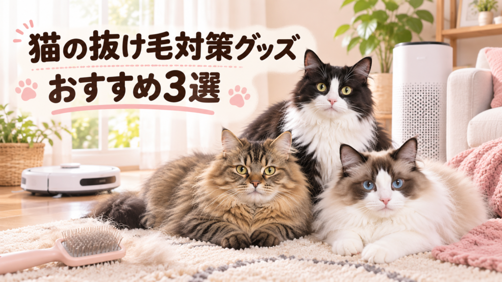 猫の抜け毛対策グッズおすすめ3選と3匹の長毛猫
